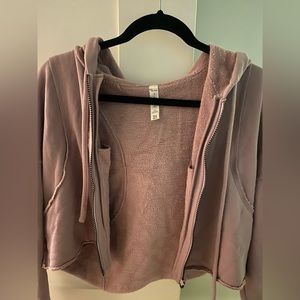Alo Yoga Dusty Rose Cropped Zip-Up Hoodie